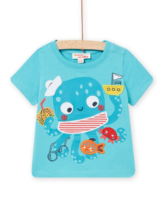 T-shirt maniche corte blu caraibi neonato NUFICTI3 / 22SG10U2TMCC242