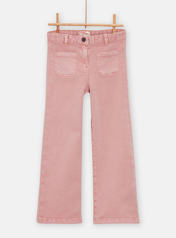 Jeans larghi a vita alta rosa chiari bambina TACRIPANT / 24S901L1PAN303