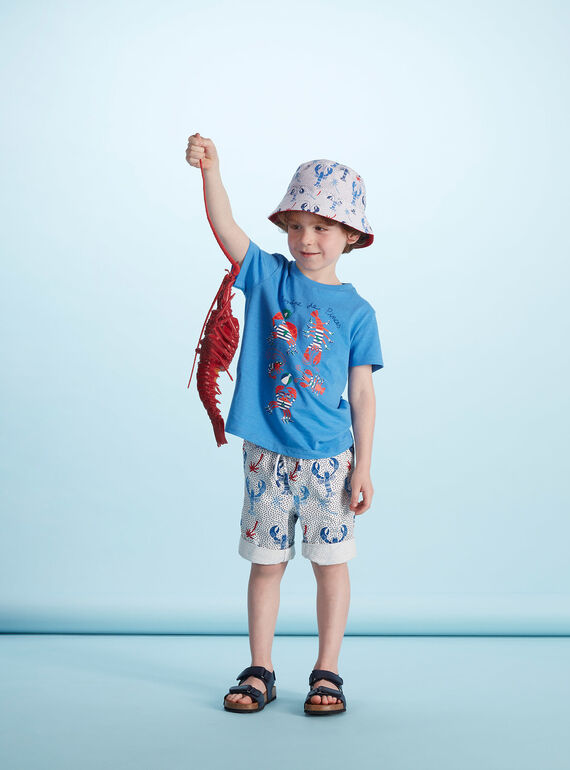 T-shirt bambino maniche corte blu con granchi JOCEATI3 / 20S902N6TMC201