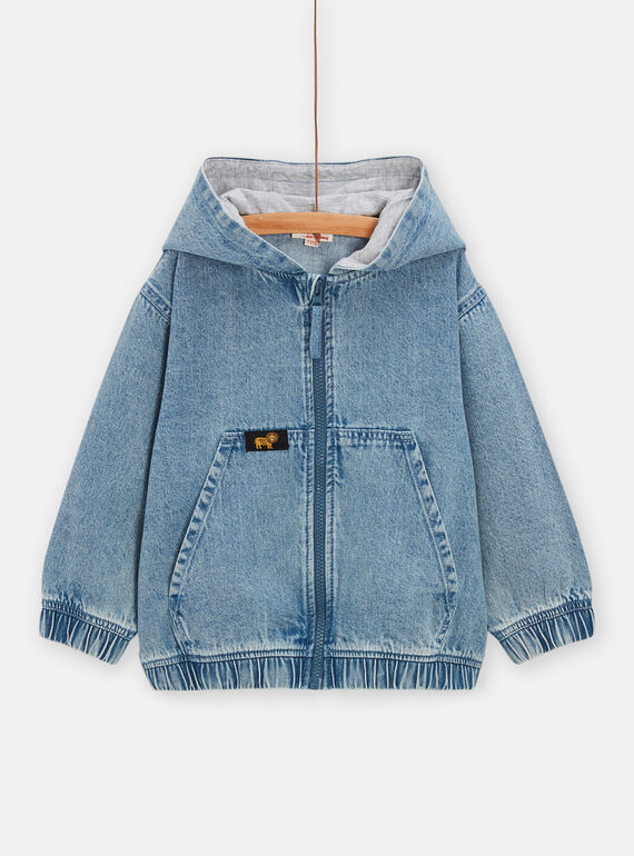 Cardigan denim chiaro con cappuccio bambino TOCRIGIL2 / 24S902L2GILP274