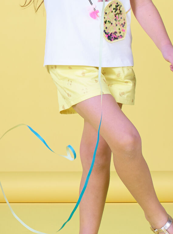 Shorts gialli stampa frutta con glitter LAJAUSHORT / 21S901O1SHO116