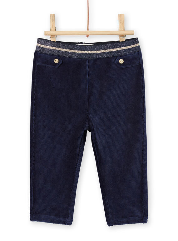Pantaloni navy velluto dettagli dorati neonata MIMIXPAN / 21WG09J1PAN070