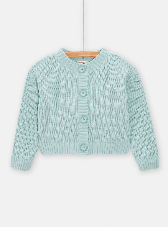 Cardigan bambina turchese chiaro in maglia TAJOCAR3 / 24S90181CAR203
