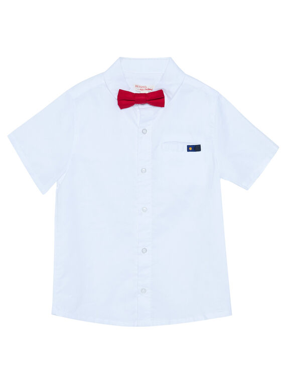 Camicia tinta unica bianca maniche corte e papillon rosso bambino JOWESHIRT / 20S90292CHM000