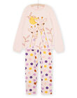 Pigiama rosa cipria con motivi giraffe e a pois REFAPYJGIR / 23SH1154PYJD327