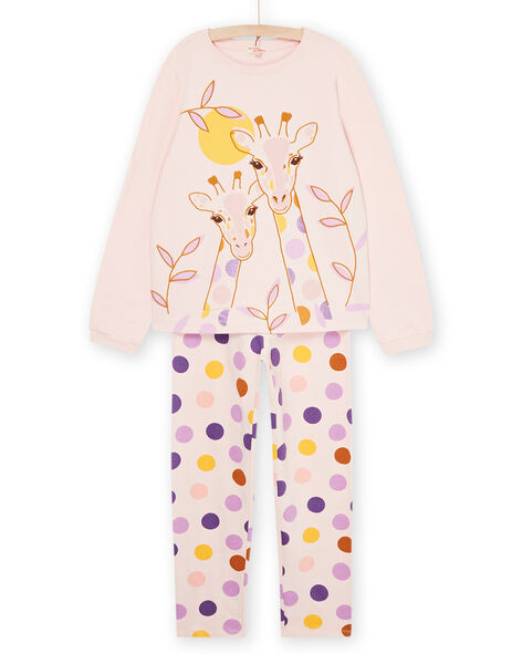 Pigiama rosa cipria con motivi giraffe e a pois REFAPYJGIR / 23SH1154PYJD327