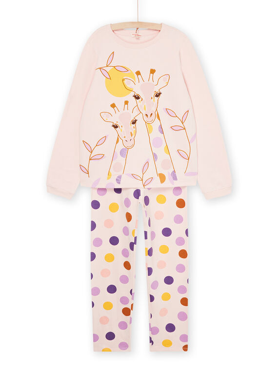 Pigiama rosa cipria con motivi giraffe e a pois REFAPYJGIR / 23SH1154PYJD327