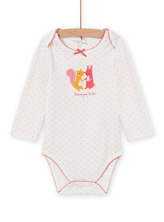 Body bianco con pois motivo animali neonata MEFIBODAMI / 21WH13C5BDL001
