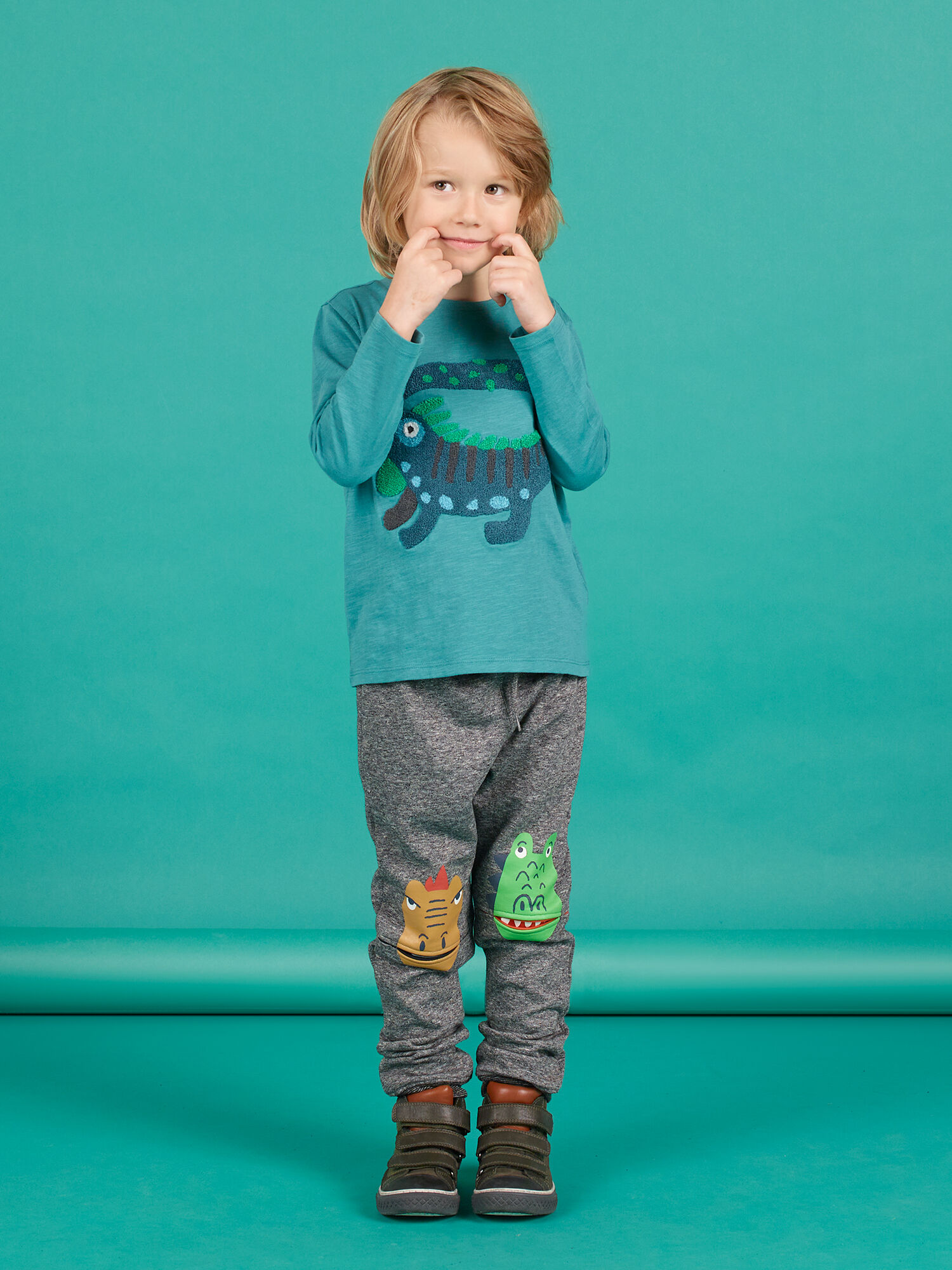 Pantaloni sportivi felpati grigio melange bambino acquisto online Completo Pantaloni sportivi DPAM