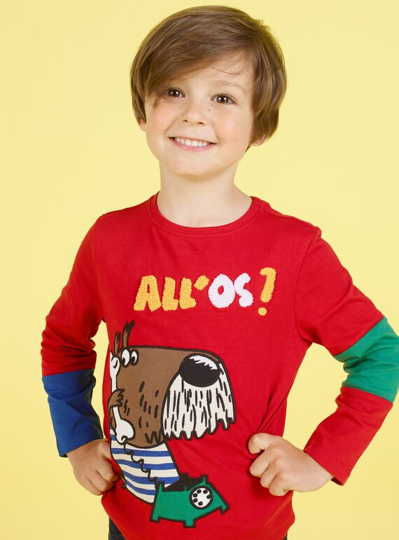 T-shirt rossa con motivo cane fantasia bambino MOMIXTEE4 / 21W902J2TML505