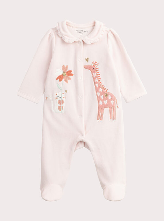Tuta rosa pallido con animazione animale per bambina  VEFIGREGIR / 24WH1371GRE301