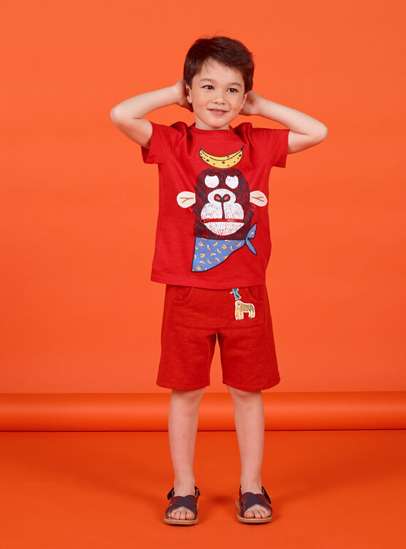 Bermuda rosso melange bambino LOVIBER2 / 21S902U2BERF520