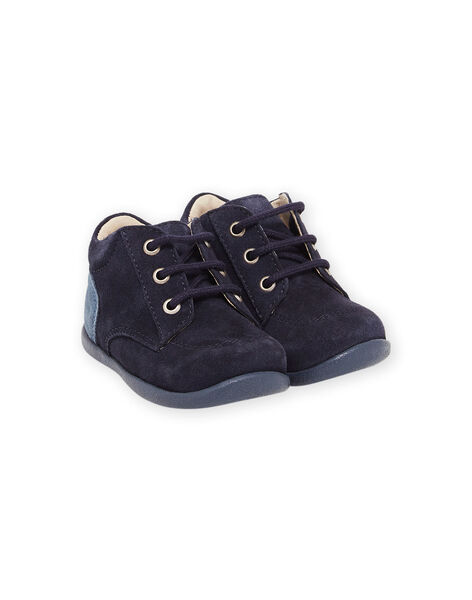 Stivaletti bicolore in crosta di pelle blu PUBOTIBICO / 22XK3875D0F070