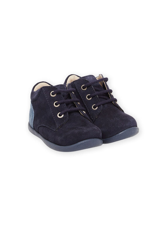Stivaletti bicolore in crosta di pelle blu PUBOTIBICO / 22XK3875D0F070