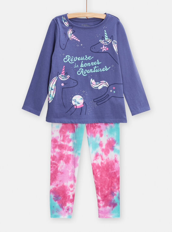 Pigiama fosforescente con stampa unicorno bambina TEFAPYJREV / 24SH1147PYJC202