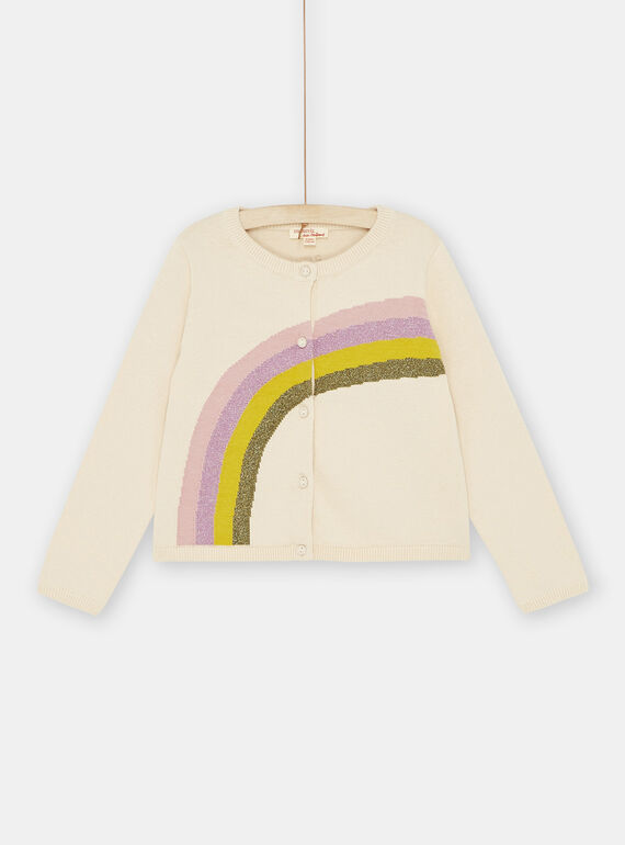 Cardigan ecrù con motivo arcobaleno bambina SAKYOCAR2 / 23W901I2CAR003