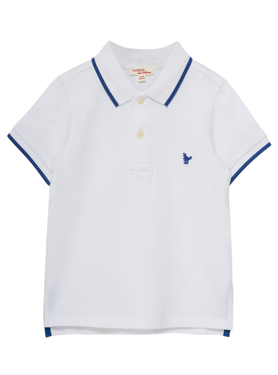 Polo bambino piqué bianca con collo a righe JOJOPOL4 / 20S90252D2D000