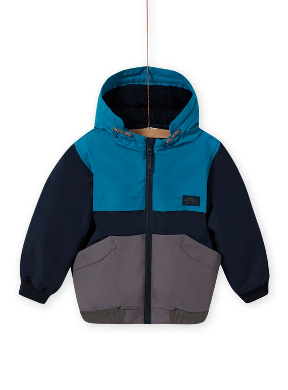 Giubbotto con cappuccio tricolore bambino MOGROBLOU3 / 21W90252BLOC243