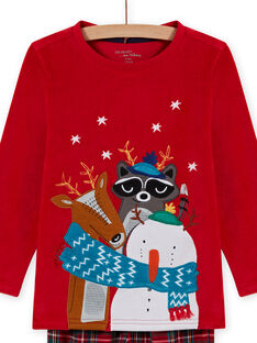 Set pigiama rosso in velluto motivo Natale fantasia bambino MEGOPYJNOANI / 21WH12F1PYJ505