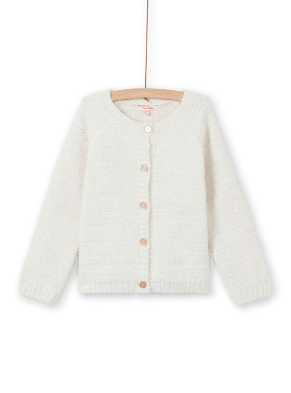 Cardigan in ciniglia ecrù bambina MAYJOCAR4 / 21W90117CAR001