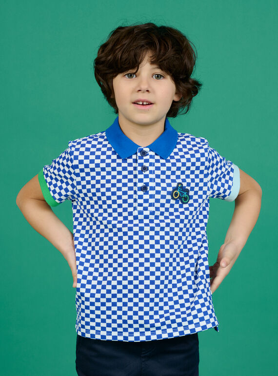 Polo a quadri blu bambino NOGAPOL / 22S902O1POL000