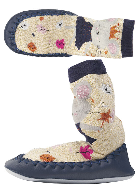 Babbucce effetto calza lurex beige neonata GBFCCSOURI / 19WK37Z2D08954