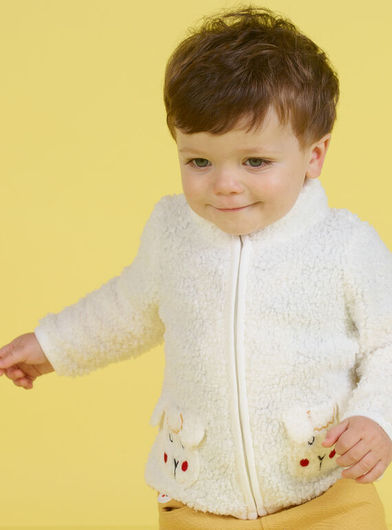 Cardigan ecrù con motivo pecora neonato MUMIXGIL / 21WG10J1GIL001