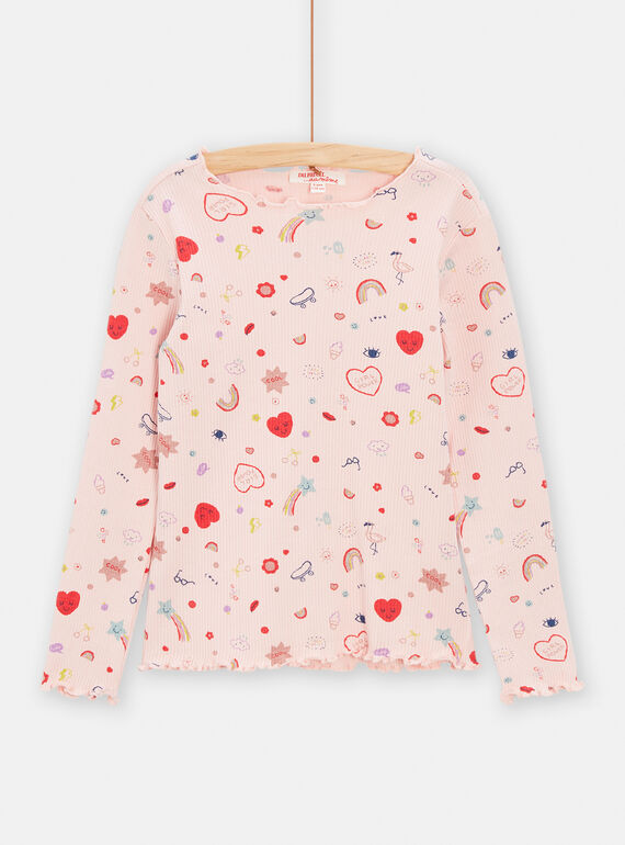 T-shirt rosa con stampa fantasia bambina TAJOTEE2 / 24S901B3TMLD319