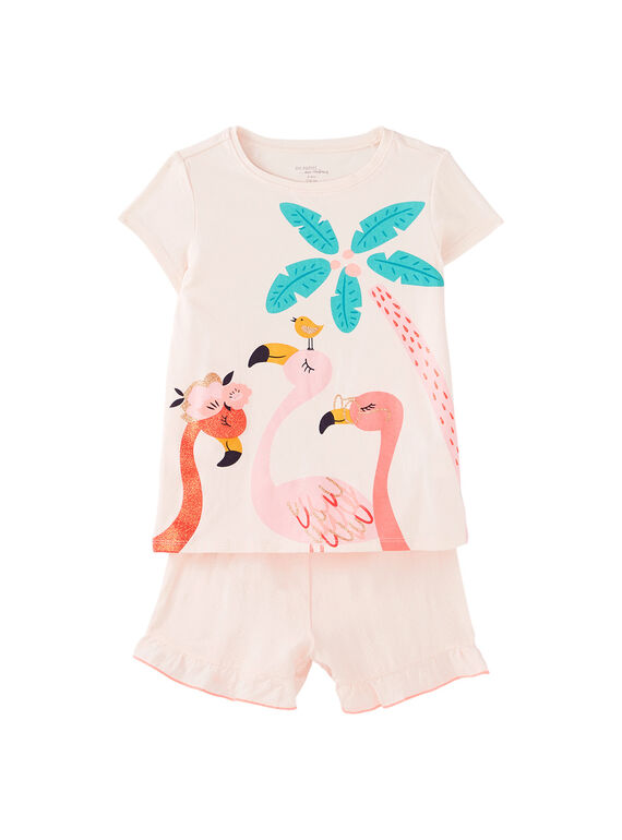 Pigiama corto bambina rosa chiaro JEFAPYJ2 / 20SH11U2PYJD328