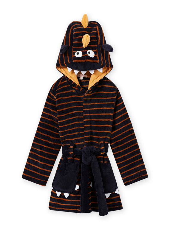 Vestaglia blu notte a righe con motivo mostro bambino MEGOROBMON / 21WH1291RDC705