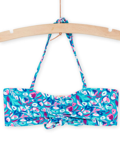 Top e slip bikini turchese con stampa a fiori RYABIK3 / 23SI01R4MAIC217