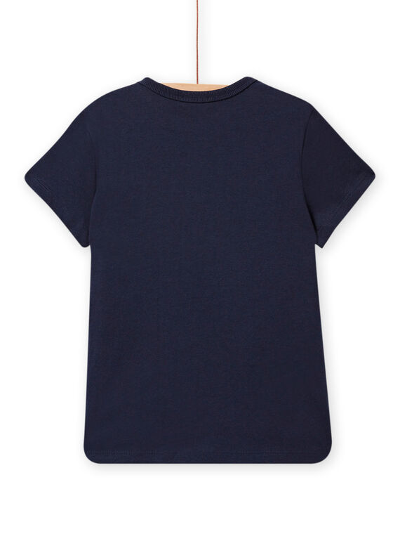 T-shirt blu notte motivo scarabeo con paillettes double face bambino NOSANTI5 / 22S902S3TMC705