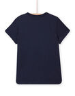 T-shirt blu notte motivo scarabeo con paillettes double face bambino NOSANTI5 / 22S902S3TMC705
