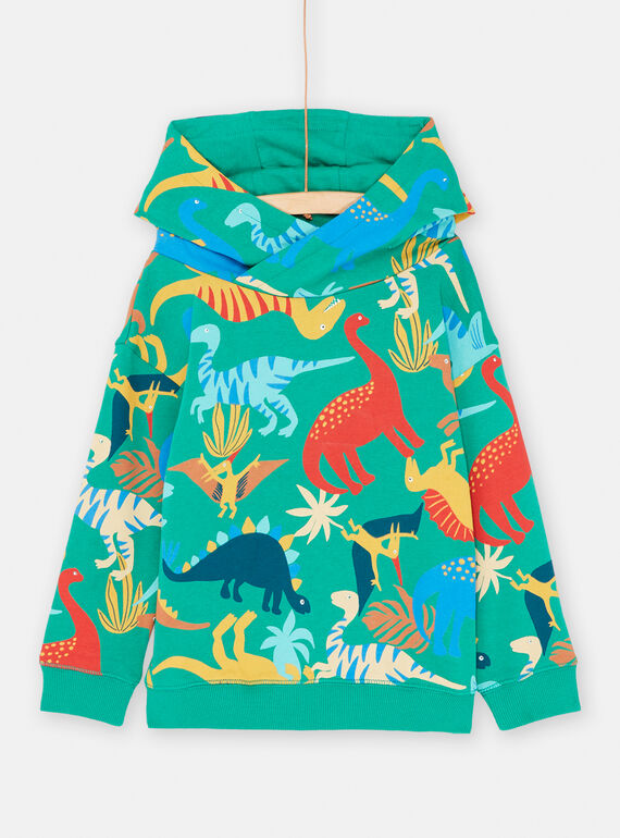 Felpa con cappuccio verde con stampa dinosauro bambino SOVERSWE / 23W902J1SWE600