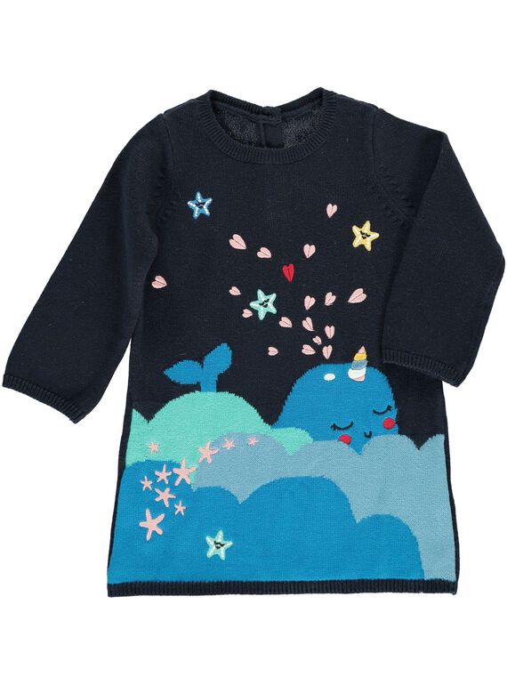 Baby girls' cotton knit dress DINAUROB1 / 18WG09G1ROB705