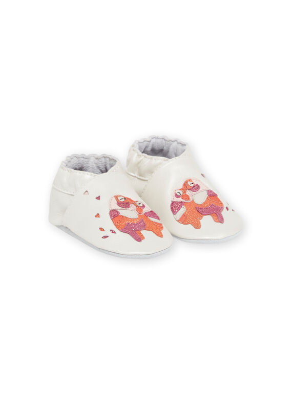Babbucce bianche con motivi uccelli neonata NICHOSBIRDS / 22KK3721D3S000