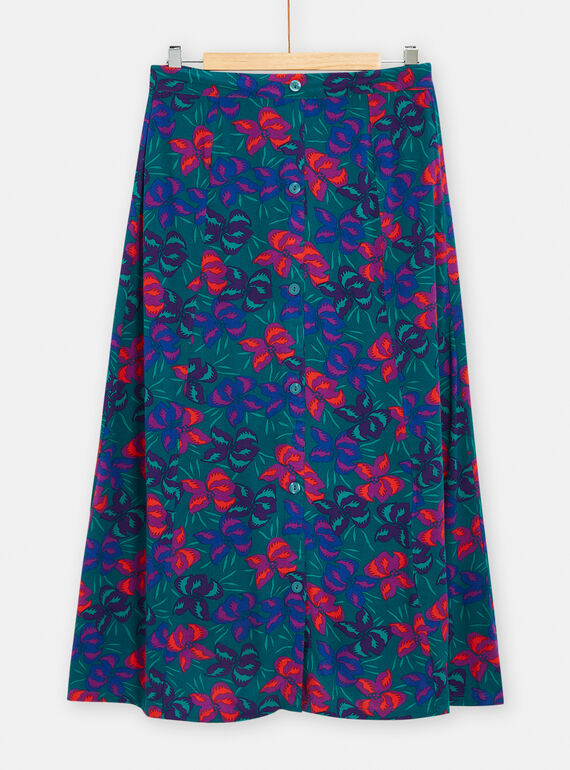 Gonna verde con stampa a fiori donna TAMUMJUP1 / 24S993R1JUP714