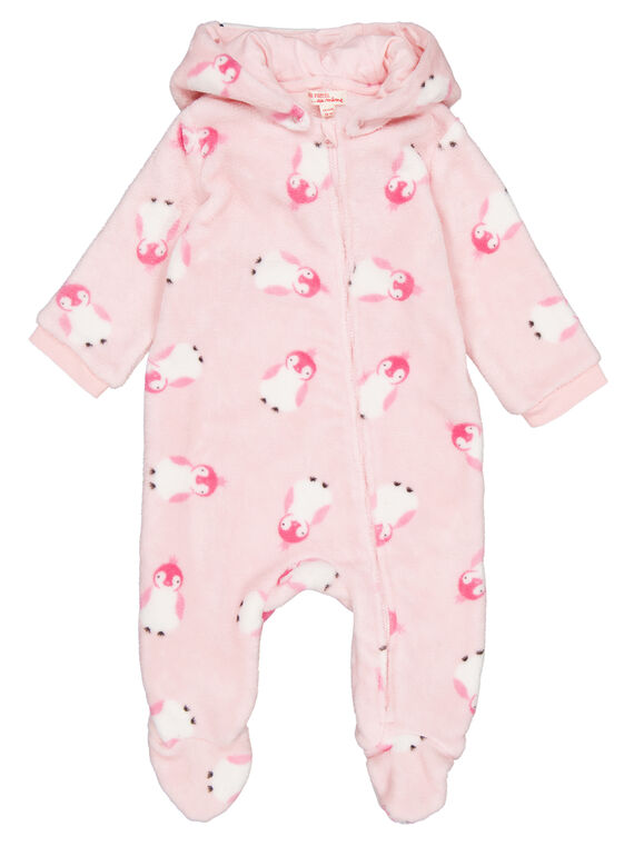 Tutina sacco nanna con cappuccio amovibile, rosa in soft boa neonata GEFISURPYJ / 19WH13N1SPYD310