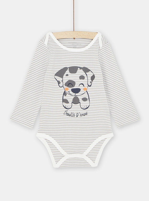 Body bianco e grigio con motivo cane neonato SEGABODCHIO / 23WH1465BDLJ917
