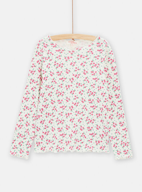 T-shirt rosa con stampa a fiori bambina TAJOTEE1 / 24S901B4TML001