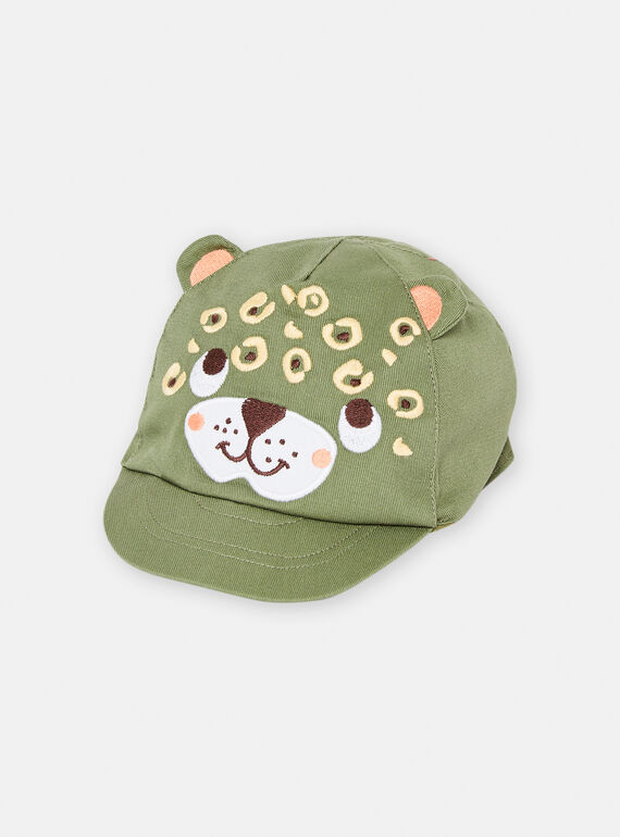 Cappellino verde con motivo orsetto neonato TYUJA1CASQ / 24SI10E3CHA604
