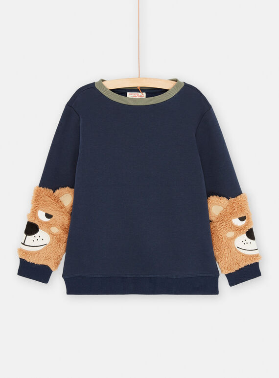Felpa blu notte con motivi orso bambino SODUSWE2 / 23W902P1SWE705