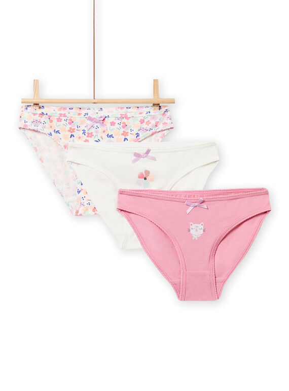 Set 3 slip abbinati con motivi fiori bambina NEFALOTCHA / 22SH11I4D5L001