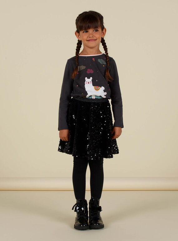 Gonna grigia svasata con paillettes bambina MAHIJUP1 / 21W901U2JUPJ905