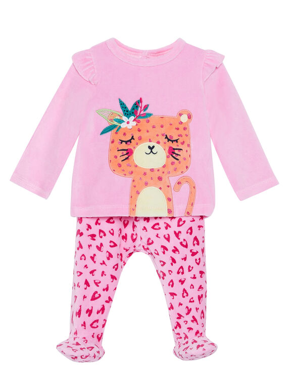 Pigiama neonata in velluto rosa JEFIPYJTIG / 20SH13C1PYJD301