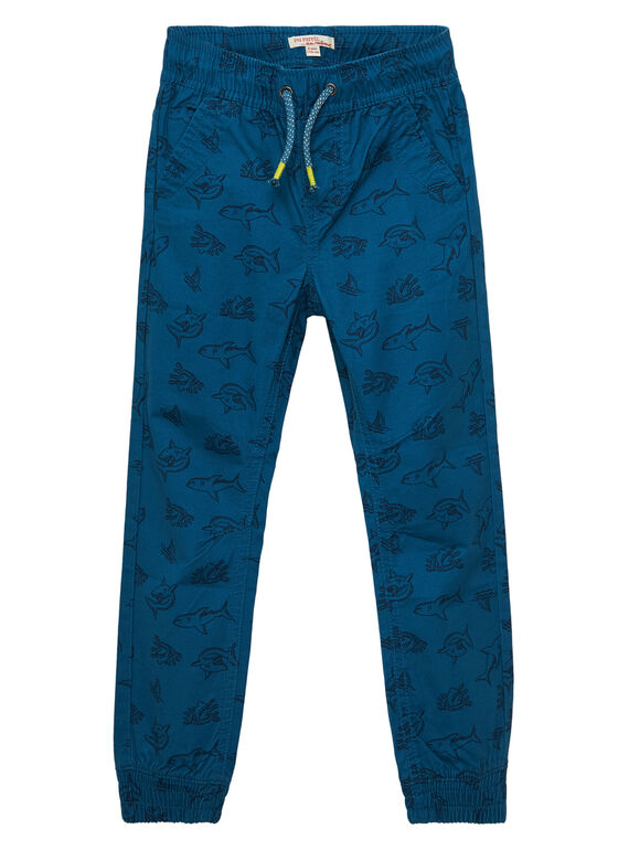 Pantaloni stretti alla caviglia bambino turchese scuro con stampa JOBOPAN / 20S902H1PANC219