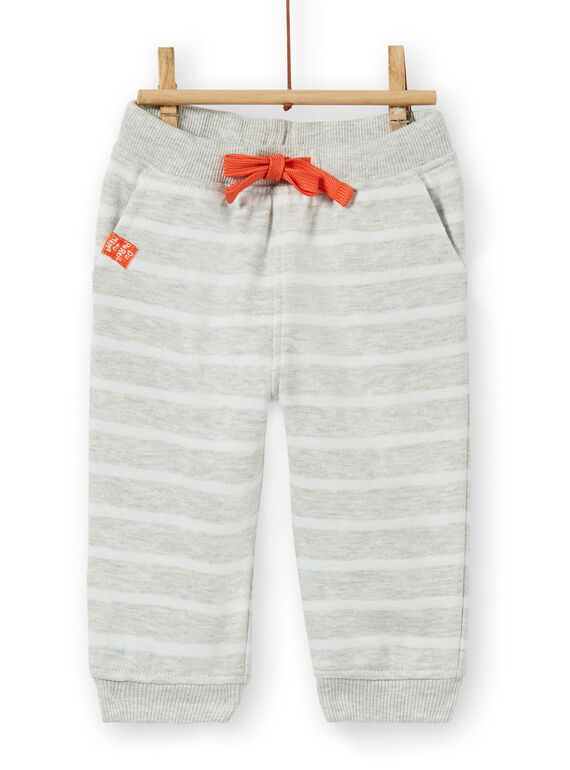 Pantaloni grigio melange e bianchi a righe neonato LUJOPAN4 / 21SG1031PAN943