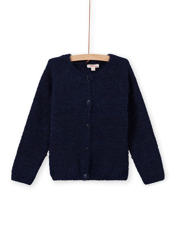 Cardigan in ciniglia blu notte bambina MAYJOCAR1 / 21W90118CARC205