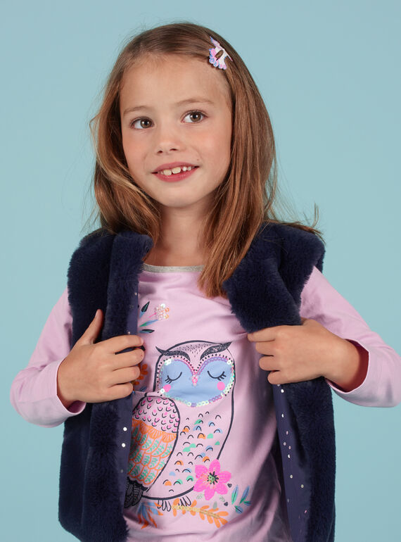Cardigan senza maniche double face in finta pelliccia blu notte bambino MAPLACAR1 / 21W901O2CARC202