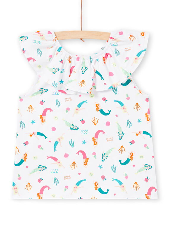 T-shirt con volant sul collo e stampa sirene e fantasia LABONTI1 / 21S901W4TMC000